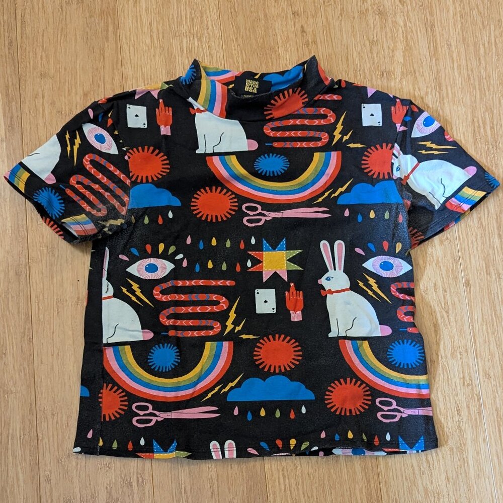 Nooworks Lisa Congdon magic print mock neck tee medium